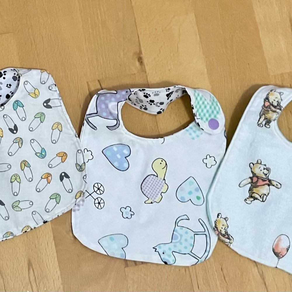 3 Playful Newborn Bibs Cotton - Gender Neutral